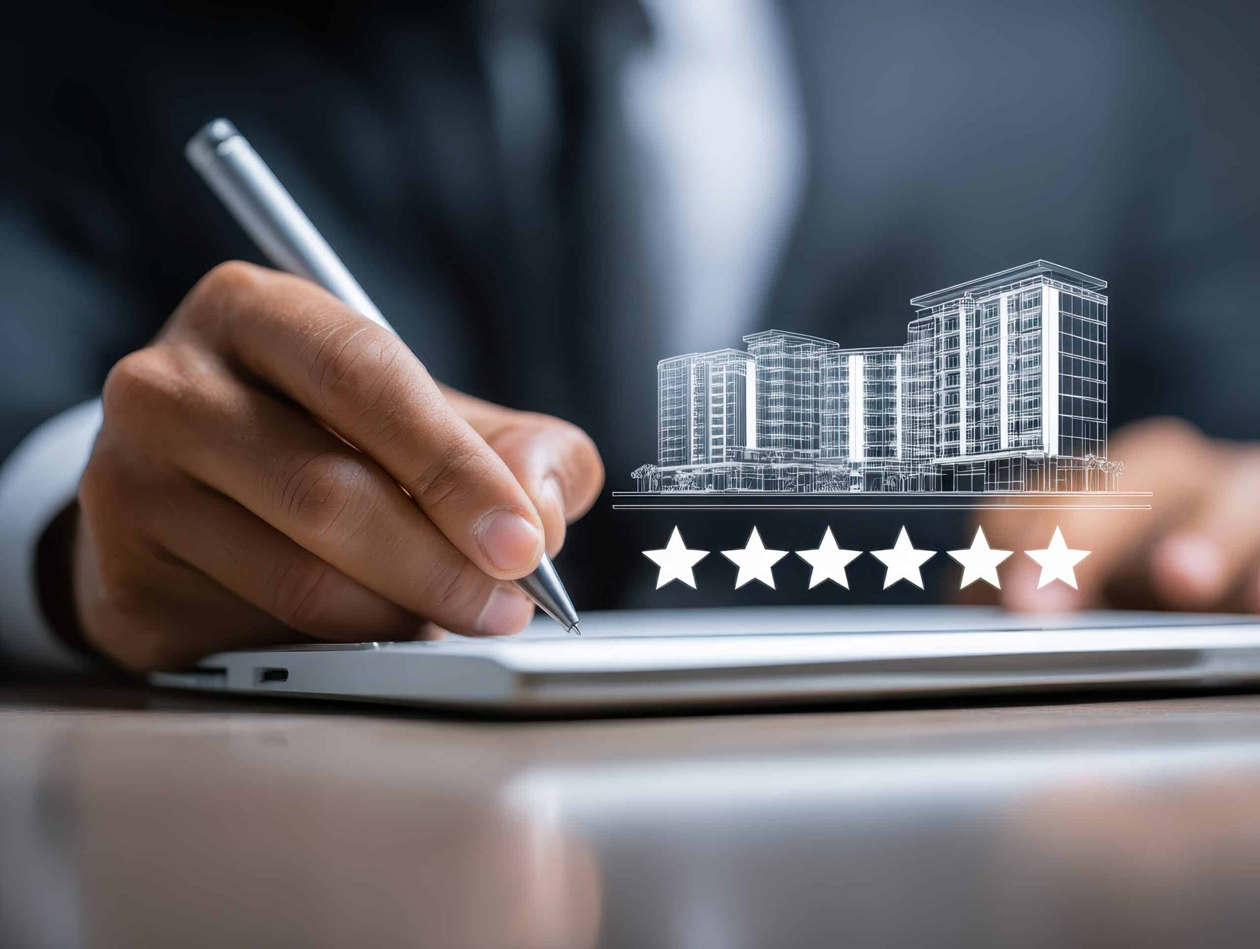 Restnutzungsdauer-Gutachten mit Gavel und Immobilienmodell bei Graeff Immobilienbewertung Hamburg